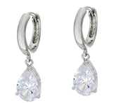 Diamonique Dangle Pear Earrings, Sterling Silver